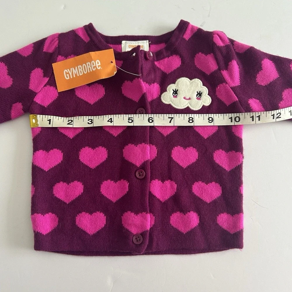 NWT Baby Girl Gymboree 6-12 Month Dark Pink Bright Pink Heart‎ Sweater Valentine